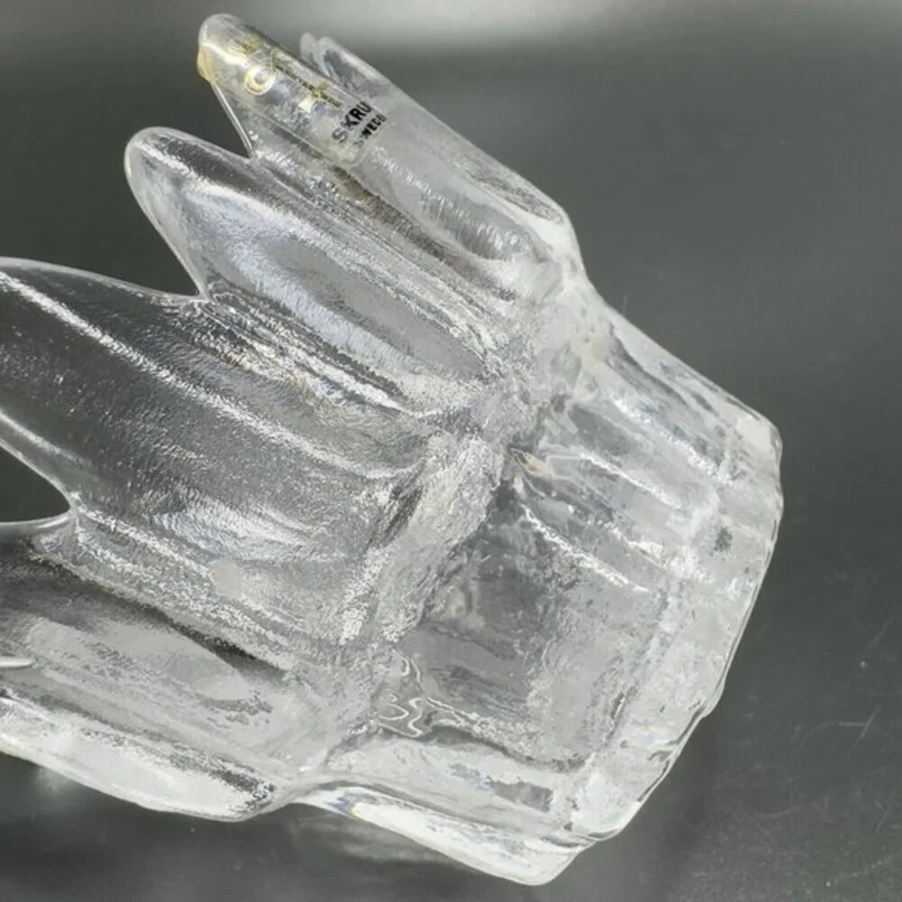 SKRUF‎ Sweden Glass Clear Crystal Glass Votive Candle Holder Single Textured VTG